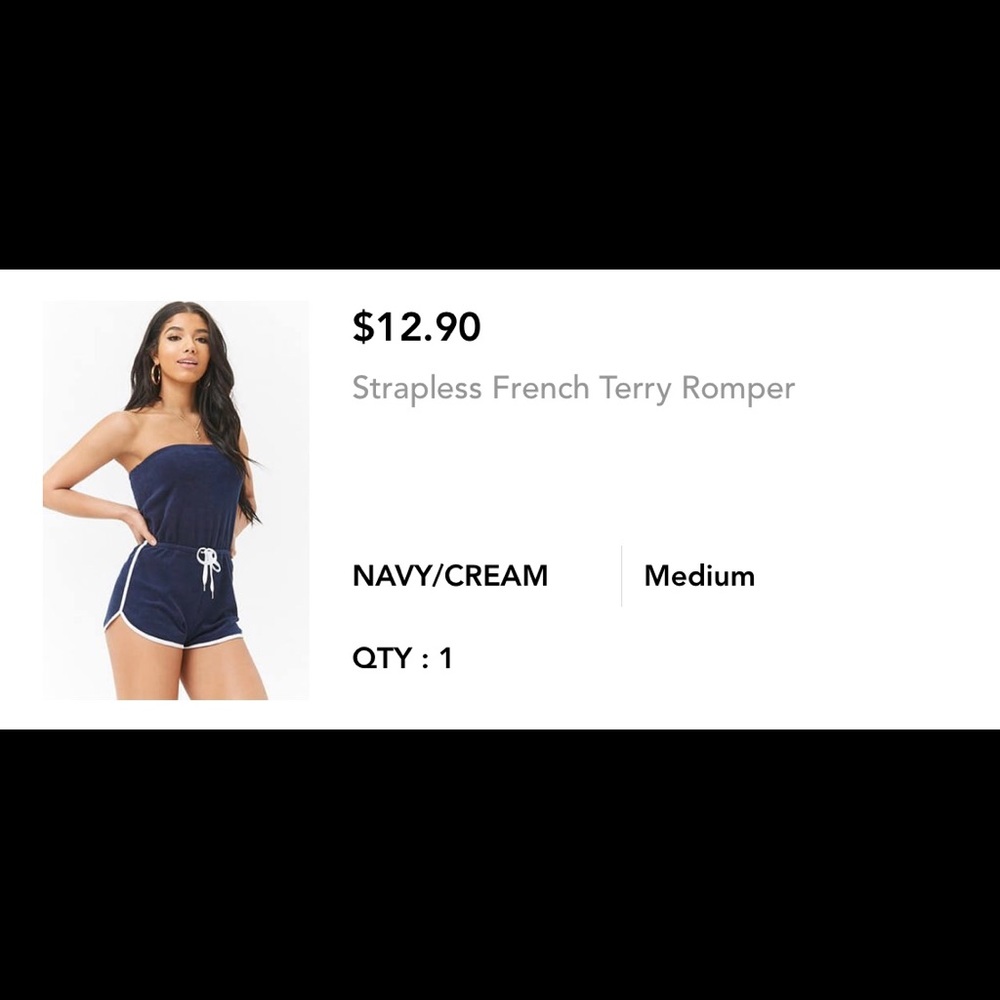 Strapless French Terry Romper WORN ONCE